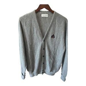 Vintage 80’s/90’s Izod Mens Knit Gray Golf Cardigan Sweater Size Medium USA